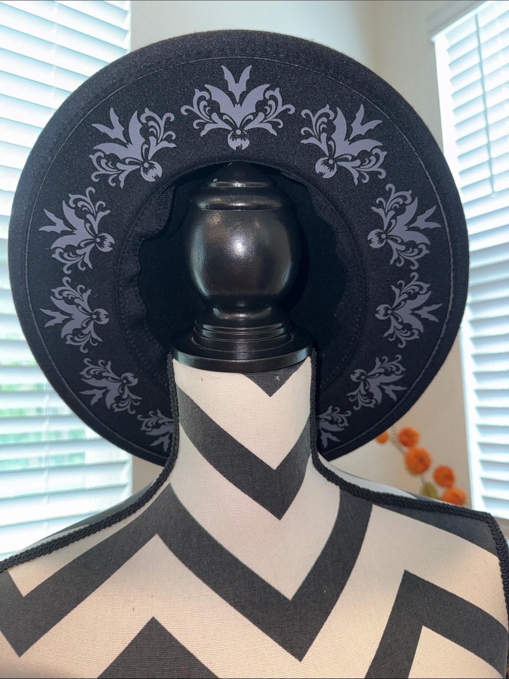 Witchwood Bags Witchy Vegan Felt Fedora Hat - Bat Damask